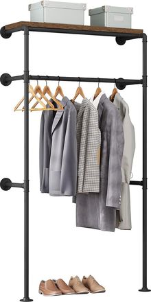 Woltu Perchero Industrial De Pared Vestidor Armario Abierto Con Estante Riel Para Ropa De Tubos Industriales Apto Para Dormitorio Y Tienda De Ropa - Woltu