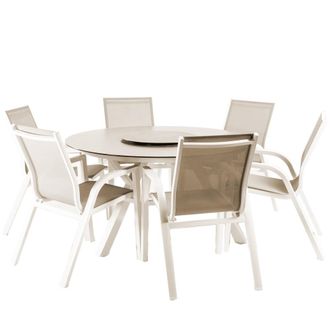 ED&Egrave;N JARD&Iacute; Conjunto de mesas y sillas de exterior cristal templado gris crema