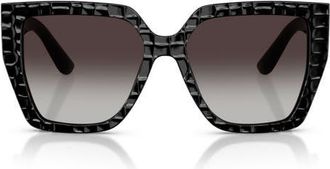 Dolce & Gabbana 55mm Square Sunglasses in Black Texture Cocco /Grey at Nordstrom