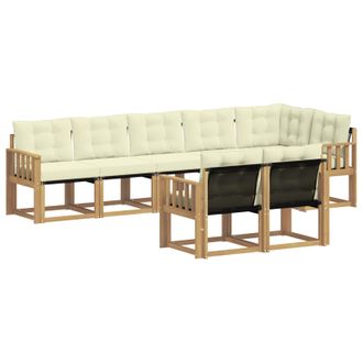 vidaXL Conjunto De Sof&aacute;s De Exterior Con Coj&iacute;n 8 Pcs Blanco Y Crema Vidaxl