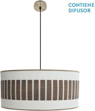Fabrilamp Colgante Ivanna 3xe27 Cuero/blanco-madera Oscura Regx60x60 Cm