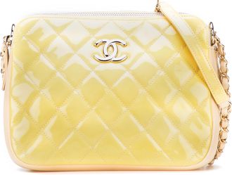 Chanel Pre-owned Womens Quilted Crossbody Bag - Yellow Leather - One Size
