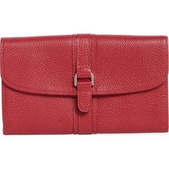Longchamp Buckle Leather Wallet in Vermillion at Nordstrom Rack