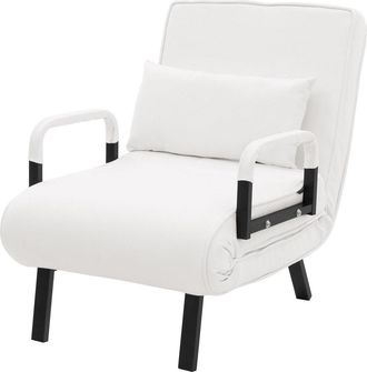 ML Design Sill&oacute;n cama 3en1, individual de 1 plaza plegable, chenilla blanco
