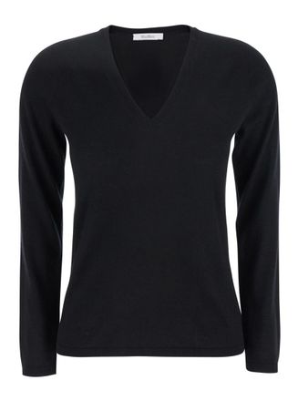 Max Mara Black Solid V Neck Sweater
