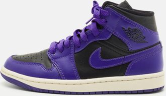 Air Jordan s Purple/black Leather Jordan 1 Mid Sneakers