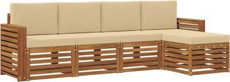 vidaXL Conjunto De Sof&aacute;s De Exterior 5 Uds. Natural Y Beige Vidaxl