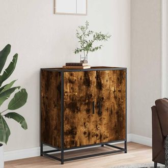 Berkfield Home Sideboard Smoked Oak 68x35x76 cm Engineered Wood & Metal in Brown | Size: 68 x 35 x 76 cm