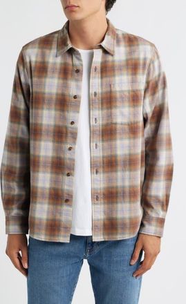Treasure & Bond Plaid Flannel Button-Up Shirt in Beige- Brown Ares Plaid at Nordstrom, Size Xx-Large