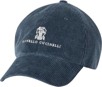 Brunello Cucinelli Corduroy Baseball Cap - Heren - Petten - Blauw - L - Katoen - Accessoires
