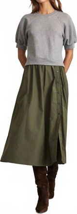 Tanya Taylor Shayna Midi Dress In Heather Grey/army