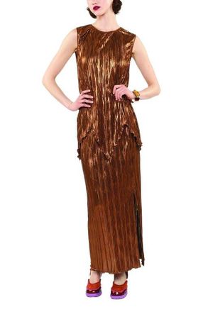 Anna Sui Fortuny Pleats Sleeveless Top in Bronze at Nordstrom, Size X-Small