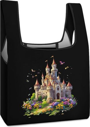 Generic Famous Germany Castle Shopping Bag Reusable Grocery Tote Bag Foldable Handbag for Travel Picnic