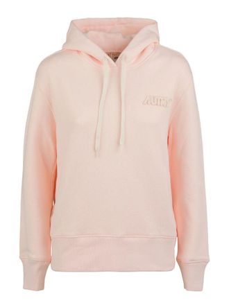 Autry Logo-Embroidered Cotton Hooded Sweatshirt - Pink