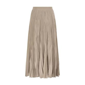 Max Mara Falda Midi Plisada Cintura El&aacute;stica - Skirts - Mujer - Beige - S