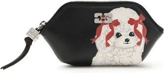 Ganni Bou Portemonnee met Poedel - Dames - Portefeuilles - Zwart - ONE Size - Leer - Accessoires