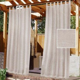 OEM Cortina Exterior Con Trabillas - Juego De 2. Cortina Opaca Impermeable, Cierre De Velcro, Para P&eacute;rgola, Cenador, Patio, Pabell&oacute;n, 274 X 132 Cm, Color 