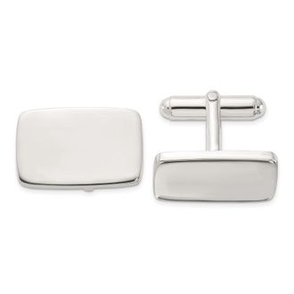 Diamond2Deal Sterling Silver Rhodium-plated Polished Rectangle Cuff Links