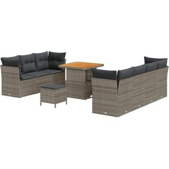 vidaXL Vidaxl - Conjunto De Sof&aacute; De Jard&iacute;n Manual 10 Pcs Gris 80 X 80 X 71 Cm