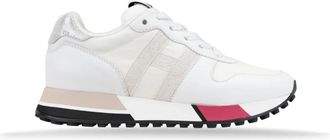 Hogan Veterschoenen voor dames van leer en stof - Dames - Sneakers - Wit - 35 EU - Leer - Schoenen