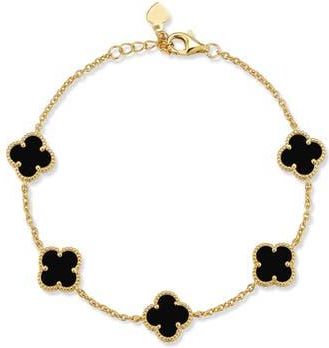 Chloe and Madison Black Clover Bracelet in Gold at Nordstrom Rack