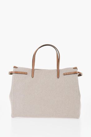 Valentino GARAVANI Two-Tone Canvas Bag With Leather Trims Valentino
