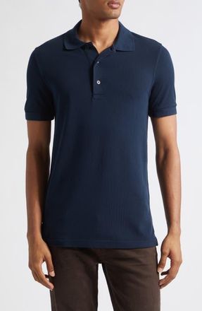 Tom Ford Lyocell & Cotton Piqu&eacute; Polo in Ucc Navy at Nordstrom, Size 46