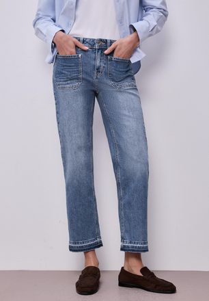 Street One Straight-Jeans STREET ONE Style Amalia, Damen, Gr. 28, L&auml;nge 28, mid blau washed, Denim/Jeans, Obermaterial: 98% Baumwolle, 2% Elasthan, unifarben, no