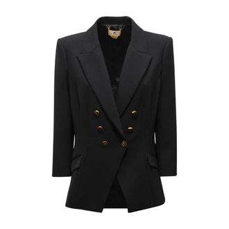 Elisabetta Franchi Double-breasted 3/4 Jacket - female - Elisabetta Franchi - Blazers - Black - 2XL - Jackets