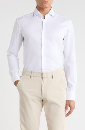 BOSS Hank Kent Slim Fit Cotton Dress Shirt in Wht at Nordstrom Rack, Size 15.5 - R