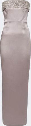 New Arrivals Rhea embellished strapless satin gown