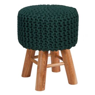 Rendez-Vous D&eacute;co Taburete Peque&ntilde;o De Punto Lisa Verde Abeto