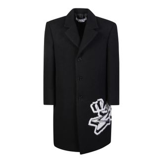 Off-white Graffiti Wool Skate Long Coat - Heren - Mantel - Zwart - M - Wol - Jassen