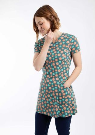 Weird Fish Sidra Printed Jersey Slub Tunic Top in Viridis at Nordstrom, Size 10