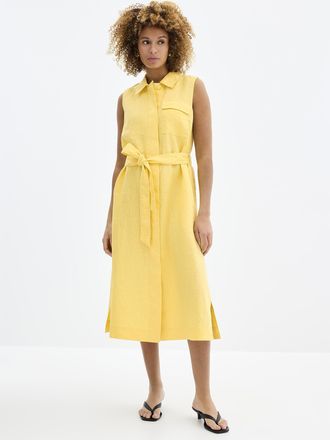 Contemporaine Womens Pure linen belted shirtdress