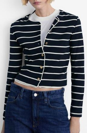 Mango Stripe Knit Cardigan in Dark Navy at Nordstrom Rack, Size X-Small