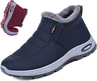 Generic Womens Fleece Thickened Warm Cotton Shoes, Warm Non Slip Orthopedic Slip On Ankle Boots, Comfortable Walking Fur Fuzzy Thermal Soft Booties (Blue,6.5)