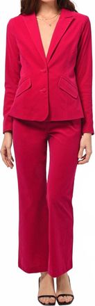 Adelyn Rae Bella Belted Velvet Trousers Fuchsia