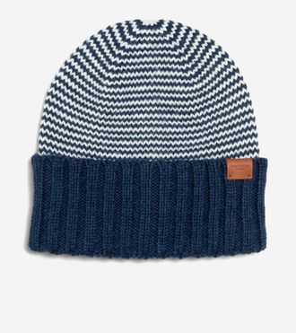 Cole Haan Womens Arrow Stripe Beanie - Blue