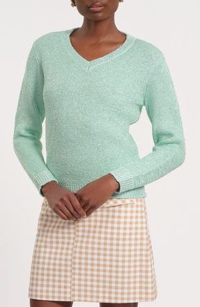 Isaac Mizrahi New York V-Neck Sweater in Seafoam at Nordstrom, Size X-Large