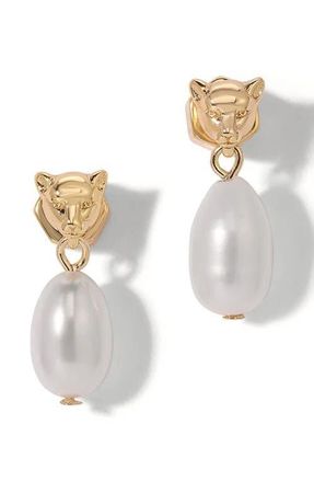 Miranda Frye Panther Freshwater Pearl Drop Earrings in Gold at Nordstrom