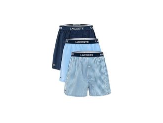 Lacoste 3 Pack Underwear Boxer Mens Underwear Light Blue/Navy Blue/Black : XXL (EUR 8), Cotton