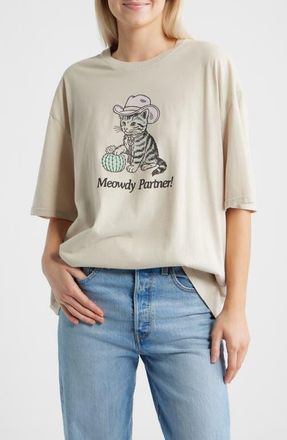 Junk Food Meowdy Partner Graphic T-shirt in Birch at Nordstrom, Size X-Small