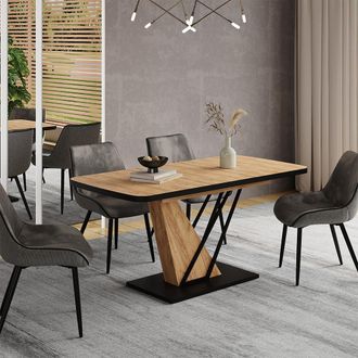 Vicco Mesa De Comedor Fenaro, Roble Dorado, 120 X 80 Cm Extensible, Vicco