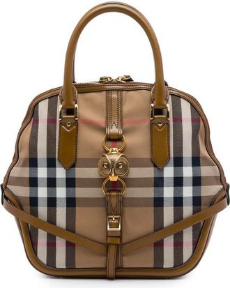 Burberry Pre-owned Burberry Medium House Check Canvas Bridle Owl Orchard Handbag Ladies D5DE18MK3JWUNXG9