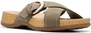 Clarks Reileigh May Slide Sandal in Olive Nubuck at Nordstrom Rack, Size 6.5