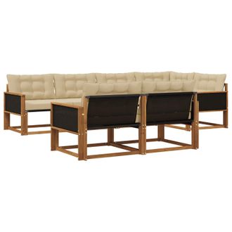 vidaXL Conjunto De Sof&aacute;s De Exterior Con Coj&iacute;n 7 Pcs Natural Y Beige Vidaxl