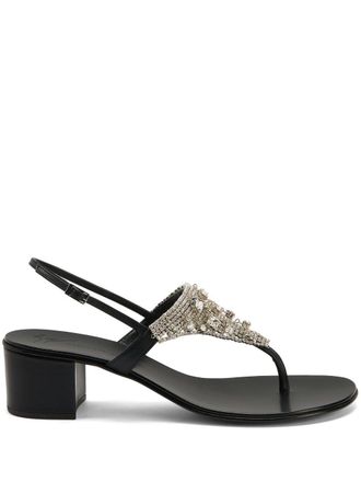 Giuseppe Zanotti Clarett 40mm crystal-embellished sandals - women - Leather/Leather/Leather - 39 - Black