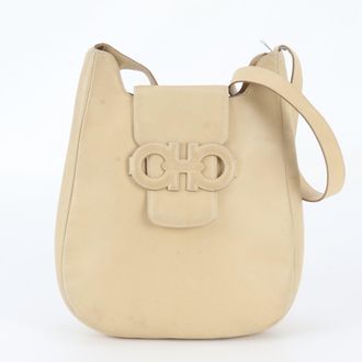Ferragamo Beige Leather Handbag Shoulder Bag Tote Bag (Pre-Owned)