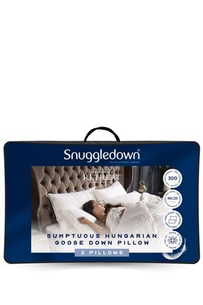 Snuggledown 2 Pack Retreat Hungarian Goose Down Soft Support Pillows in White
